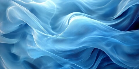Blue Silk Waves Background, Generative AI