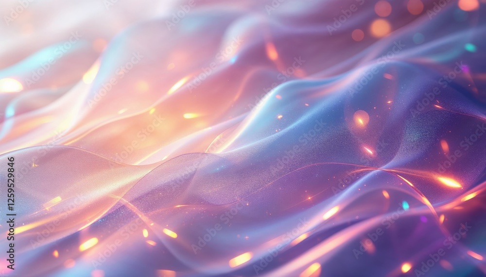 Poster dreamy abstract waves shimmering with iridescent light and color