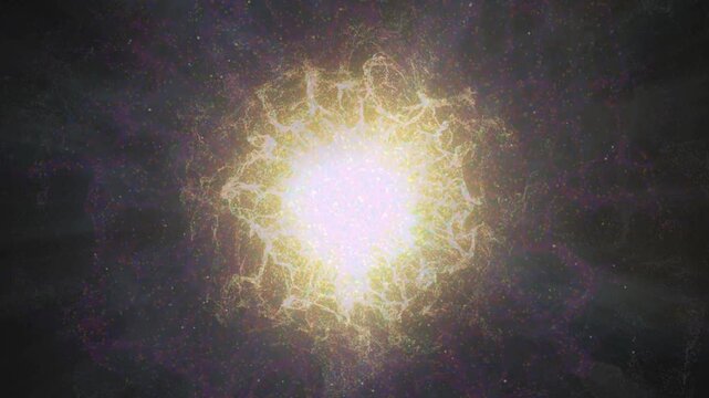 explosion of glod and purple light