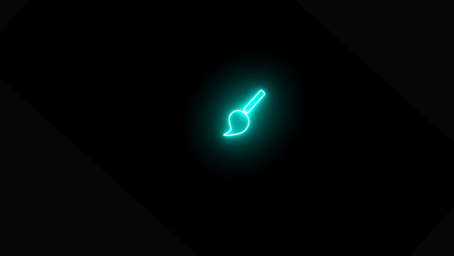 Simple neon brush and painting related icons.technologycal using computer,using phone and camera oftion.
