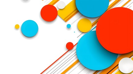 Colorful Geometric Shapes with Stripes on White Background