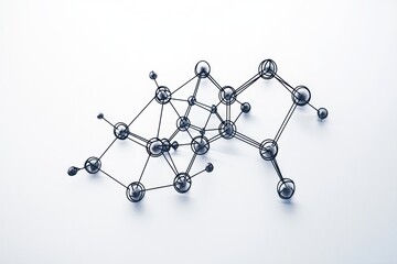 3D Glyph Line Icon of a molecular model representing scientific study and research, on solid white background.