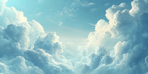 Naklejka premium Abstract cloudscape background. Featuring dreamy cloud formations and soft hues. Emphasizing tranquility and imagination. Ideal for serene and whimsical themes.