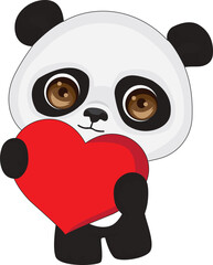 Cute Panda Hugging Heart Valentine Vector