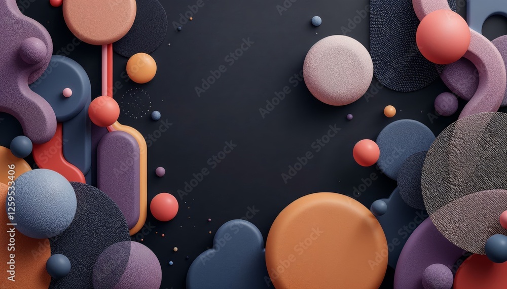 Poster elegant abstract composition of textured geometric forms on dark backdrop
