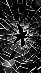 Obraz premium Broken glass shattered with sharp, jagged edges and scattered fragments on a dark background 15