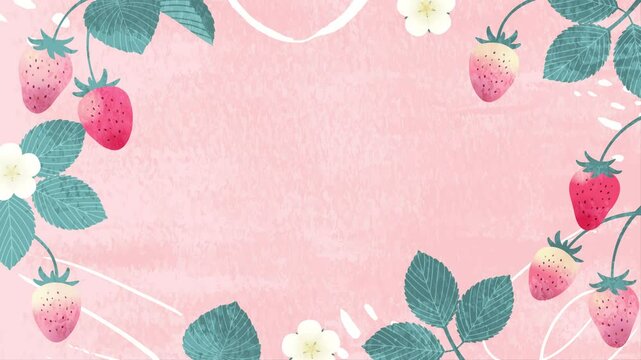 水彩タッチの苺のイラストの背景アニメーション_1