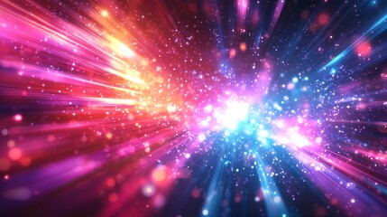 Obraz premium Abstract cosmic burst rays background. Featuring cosmic burst rays and bright colors. Emphasizing movement and depth. Ideal for space and artistic themes.
