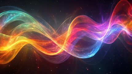 Obraz premium Colorful energy waves flow cosmic background, digital art