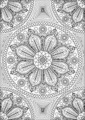 Decorative adult coloring page line art vector