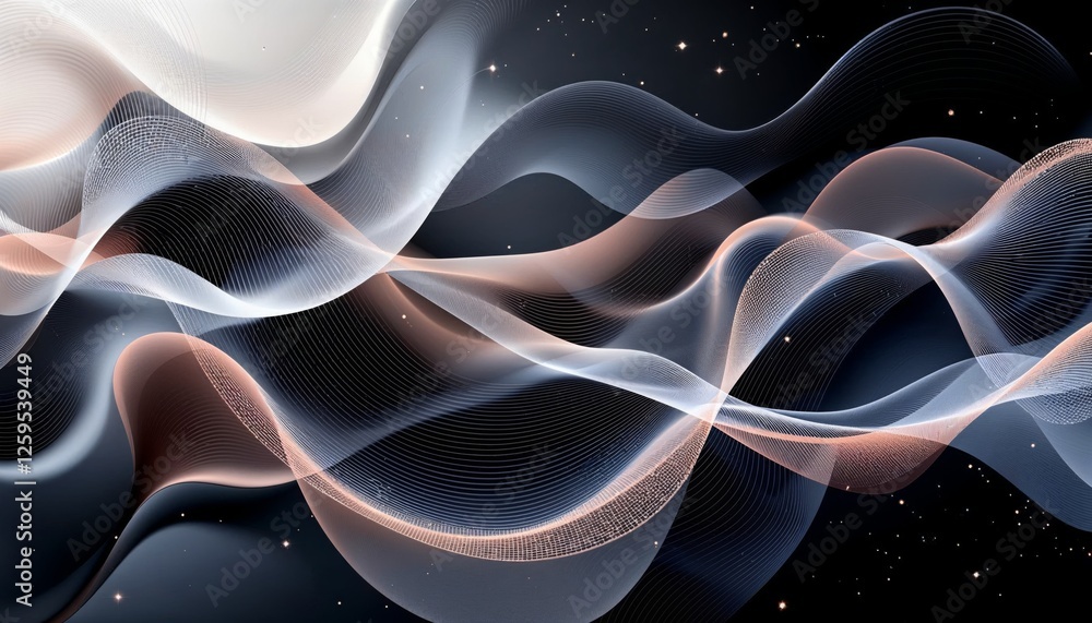 Poster ethereal flowing lines with subtle light and shadow abstract design