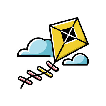 recommend clip art: Cartoon Kite with Pink Tail Icon