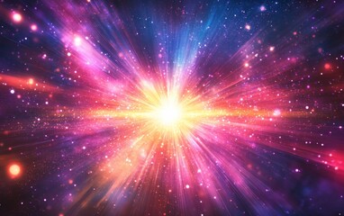 Abstract cosmic energy bursts background. Featuring cosmic energy bursts and bright colors. Emphasizing depth and radiance. Ideal for space and dynamic themes.