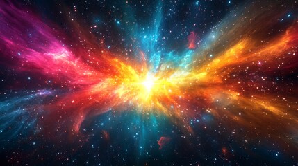 Fototapeta premium Abstract cosmic energy bursts background. Featuring cosmic energy bursts and vivid colors. Emphasizing movement and depth. Ideal for space and dynamic themes.