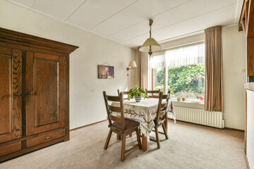Cozy dining room with natural light