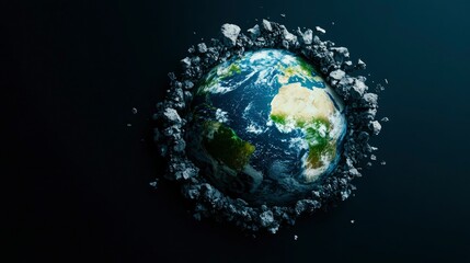 Fototapeta premium Fragile Earth A 3D Rendering of a Crumbling Planet