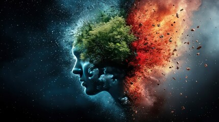 Dual Nature A Surreal Portrait of Mind and Environment