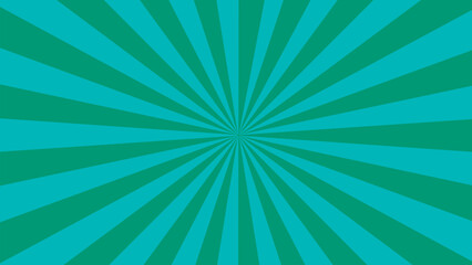 Vibrant Teal and Green Sunburst Background with Rays Emanating from a Central Point - Retro and Comic Book Style