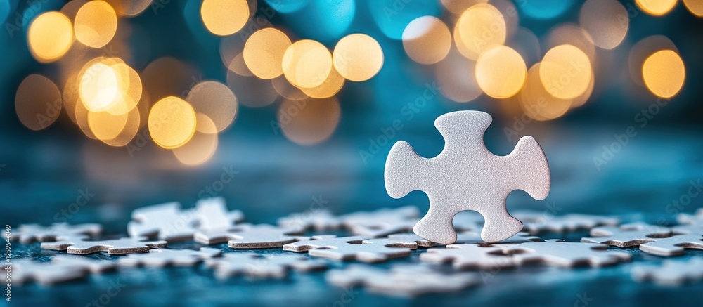 Poster solving complex puzzles: finding the missing piece to complete the picture successfully