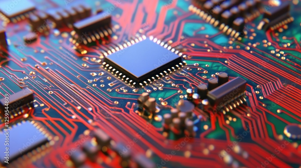 Poster macro image of a circuit board illustrating advanced technology details