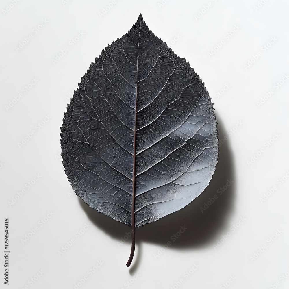 Poster elegant single leaf on white background showing delicate veins and texture in minimalist style