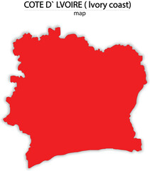Obraz premium Cote d’Ivoire (Ivory Coast) map in red colour and with trasparent background
