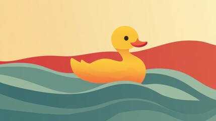 48.A flat vector duck icon with a stylized design, featuring smooth curves, vibrant colors, and a clean white backdrop for versatile usage.