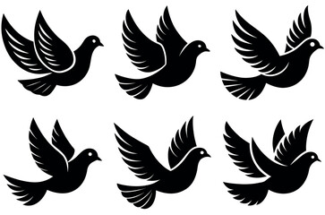 Fototapeta premium Black silhouettes of various kinds of birds. A vector illustration