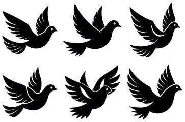 Obraz premium Black silhouettes of various kinds of birds. A vector illustration