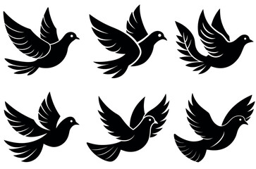 Fototapeta premium Black silhouettes of various kinds of birds. A vector illustration