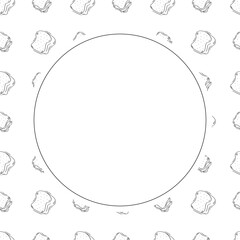 bread frame. doodle bakery circle frame. hand drawn bread frame background. bakery background