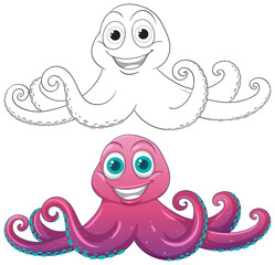 Smiling octopus with vibrant colors and playful expression