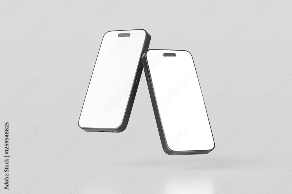 Poster minimal empty screen smartphone mockup on isolated white background. minimal empty screen mobile pho