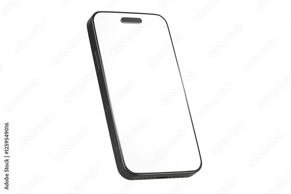 Poster minimal empty screen smartphone mockup on isolated white background. minimal empty screen mobile pho