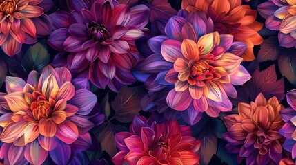 Obraz premium seamless pattern of colorful and vibrant flowers