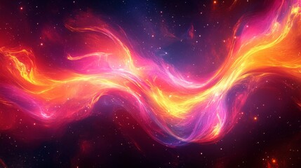 Obraz premium Abstract cosmic fiery waves background. Featuring cosmic fiery waves with bright colors. Emphasizing depth and intense motion. Ideal for space and artistic themes.