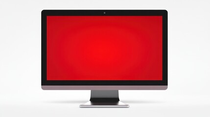 Fototapeta premium Modern Computer Monitor Displaying a Vibrant Red Screen on White Background