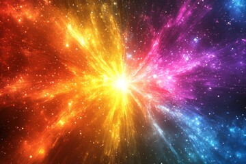 Fototapeta premium Abstract cosmic flare bursts background. Featuring cosmic flare bursts and bright colors. Emphasizing depth and intensity. Ideal for space and dynamic themes.