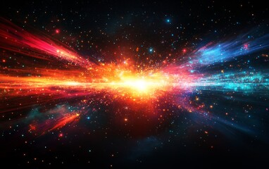 Abstract cosmic flare bursts background. Featuring cosmic flare bursts and vivid colors. Emphasizing depth and shine. Ideal for space and dynamic themes.