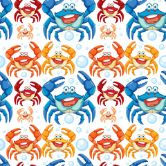 Obraz premium Playful crabs with bubbles in a seamless design