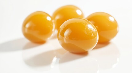 115.A close-up of raw duck eggs isolated on a clean white background, their smooth, glossy shells reflecting light, emphasizing their nutritional value and rich protein content.
