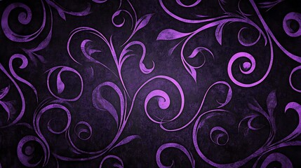 Purple floral swirls background