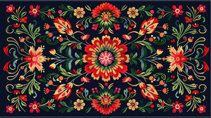 traditional carpet pattern with floral ornament