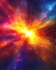 Fototapeta premium Abstract cosmic flare glow background. Featuring cosmic flare glow and bright colors. Emphasizing movement and depth. Ideal for space and dynamic themes.