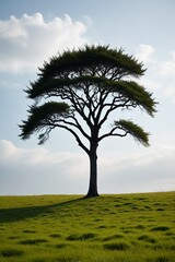 Obraz premium there is a lone tree in a grassy field with a sky background