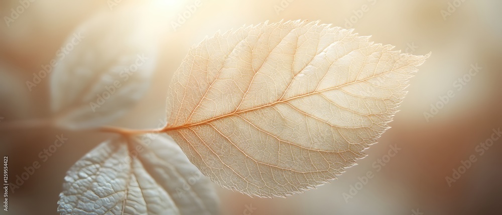 Aufkleber delicate leaf veins illuminated in soft light a study in botanical texture and translucence