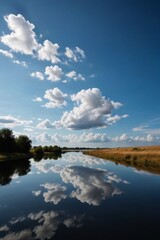 Fototapeta premium there is a large body of water with a sky and clouds in the background