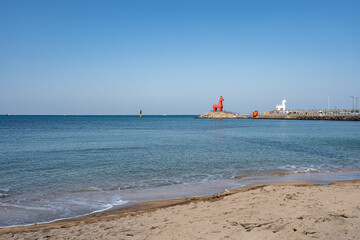 바다와 하늘이 어우러진 해안가풍경 제주 제주시 이호일동 이호테우해수욕장