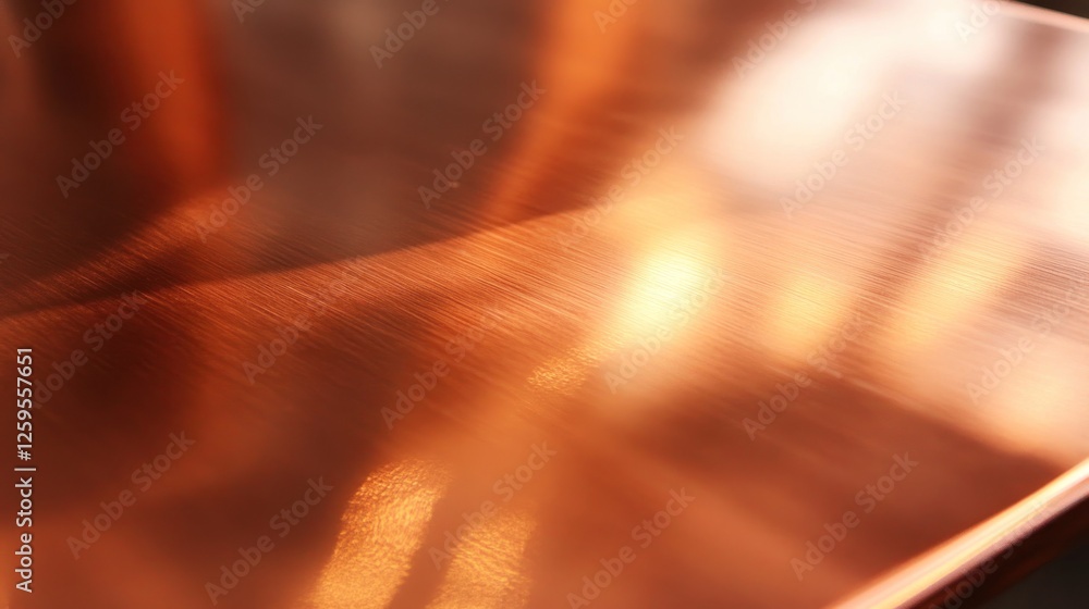 Poster polished copper surface with subtle reflections and linear grain texture