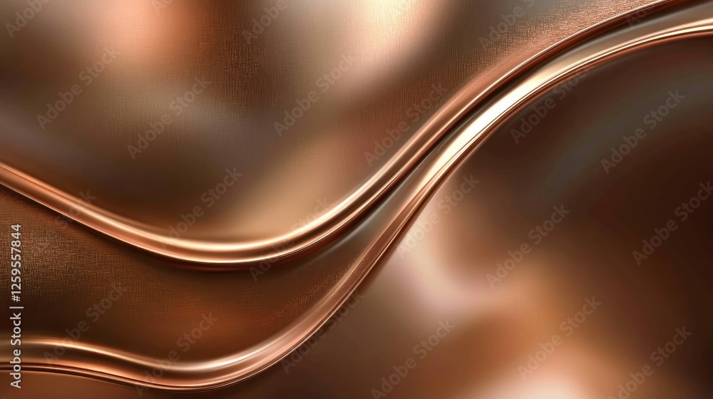 Poster elegant copper abstract background with wavy lines and metallic texture
